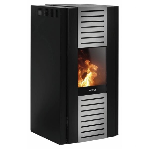 JUSTUS Pelletofen Sirkos Aqua, Stahl, max. 6 kW/160 m³, 1-Punkt-Verriegelung – schwarz
