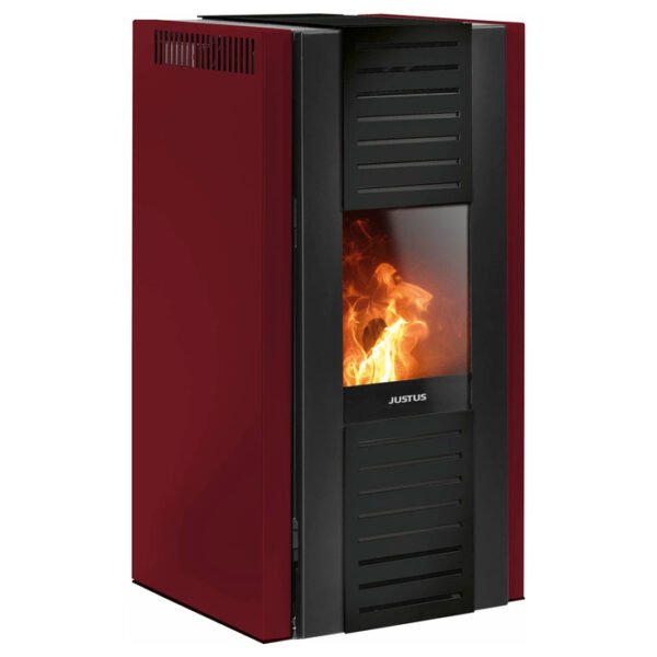 JUSTUS Pelletofen Sirkos Aqua, Stahl, max. 6 kW/160 m³, 1-Punkt-Verriegelung – schwarz/bordeauxrot