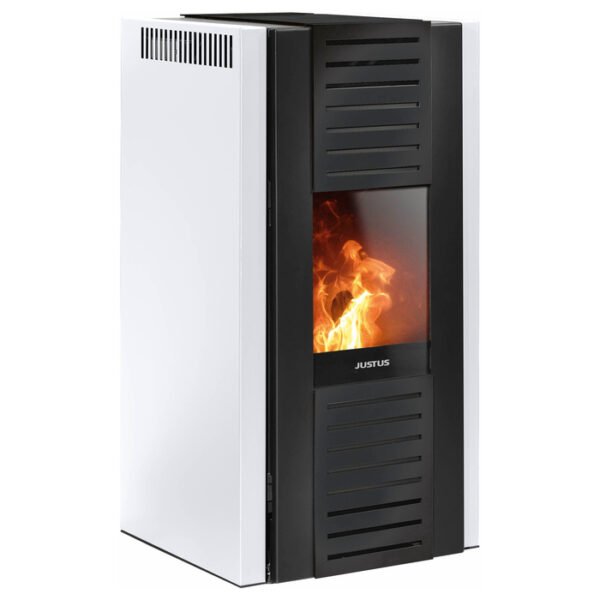 JUSTUS Pelletofen Sirkos Aqua, Stahl, max. 6 kW/160 m³, 1-Punkt-Verriegelung – schwarz/weiß